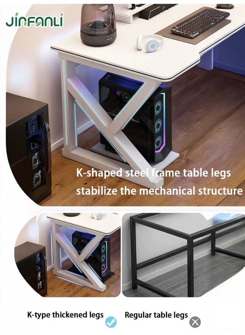 JINFANLI Gaming desks, mini gaming desks, ergonomic computer desks, carbon fiber surface computer desks, children's desks, writing and study desks, or home office desks, perfect for students and gamers - 140cm - Image 2